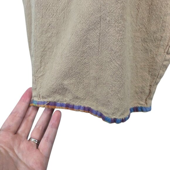 Rujuta Sheth Collage High-Rise Pants Sand Tan Patchwork Boho Lagenlook Kitsch L - Picture 8 of 11